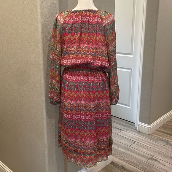 Diane Von Furstenberg Parry Silk Blouson Peasant MIDI Dress Size 8 - Picture 3 of 4